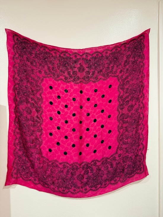 Givenchy Accessories - Givenchy Pink and Black Lace-Print Scarf